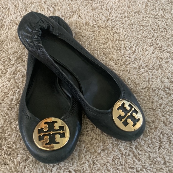 Tory Burch Reva Flatt black leather size 8 - Picture 2 of 7
